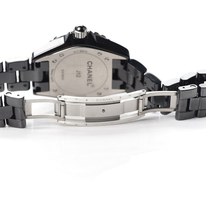 Chanel Stainless Steel Ceramic Diamond 33mm J12 Quartz Watch Black 6 of 7