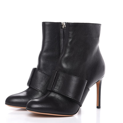 Valentino Garavani Calfskin Bow Ankle Boots 37.5 Black 3 of 8