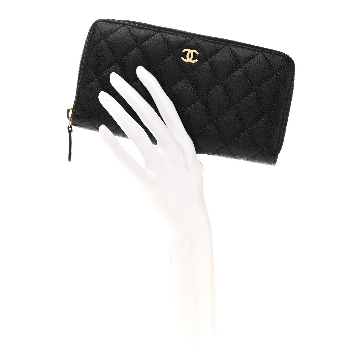 Chanel Caviar Quilted Large Gusset Zip Around Wallet Navy 2 of 12