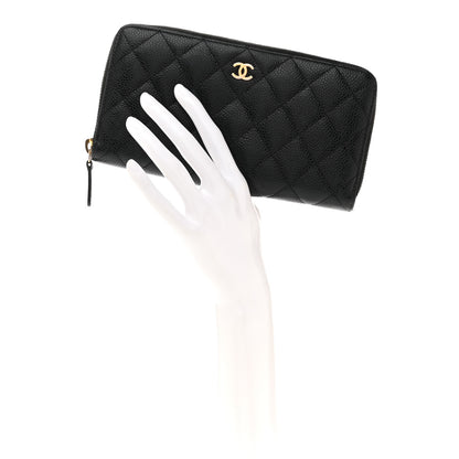 Chanel Caviar Quilted Large Gusset Zip Around Wallet Navy 2 of 12