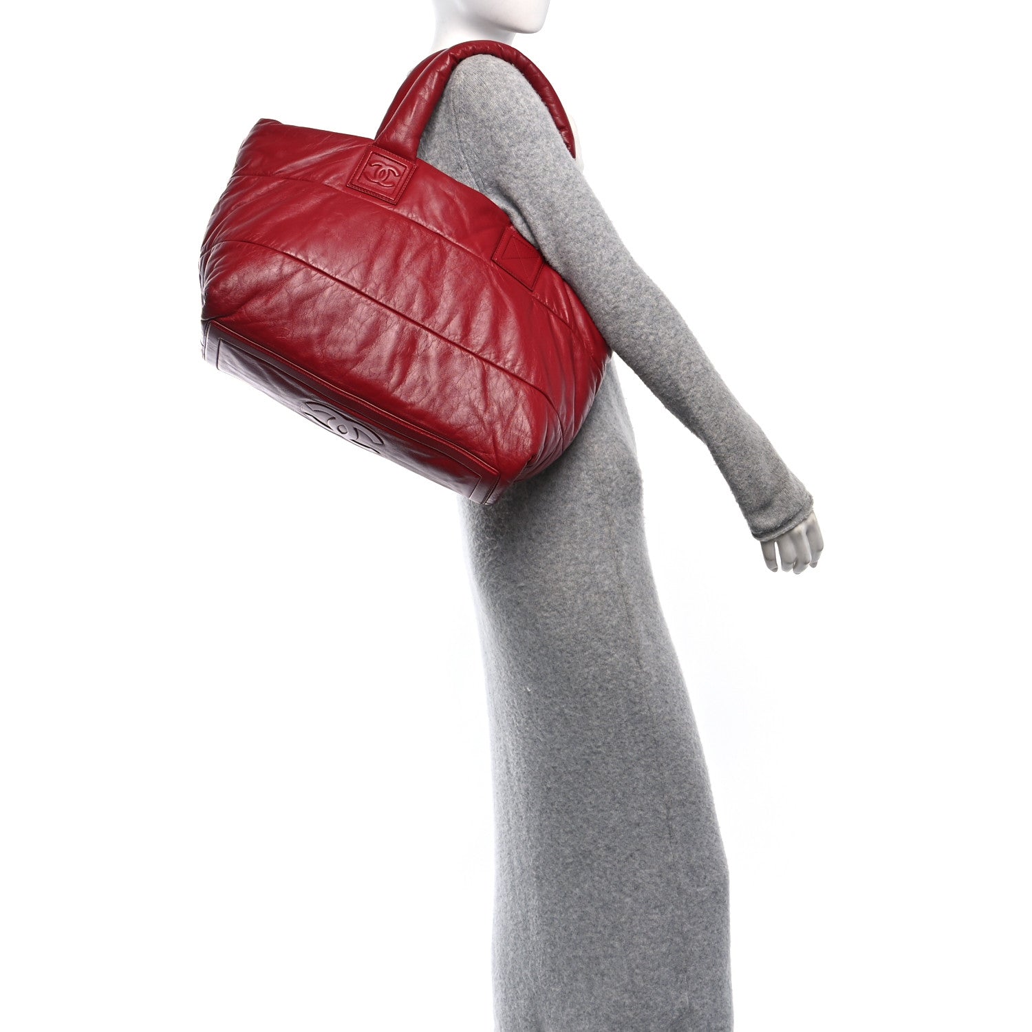 Chanel Lambskin Quilted Large Coco Cocoon Reversible Tote Red Red 3 of 11
