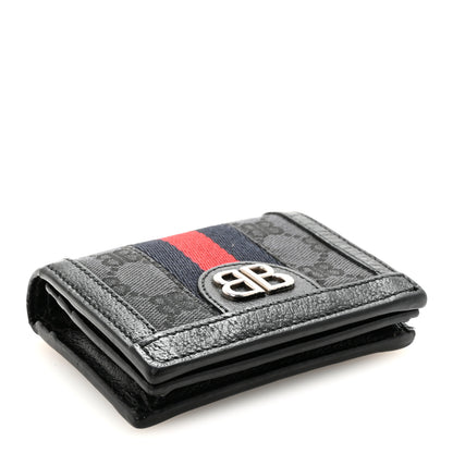 Gucci X BALENCIAGA BB Monogram Web Ophidia Card Case Wallet Black 4 of 7