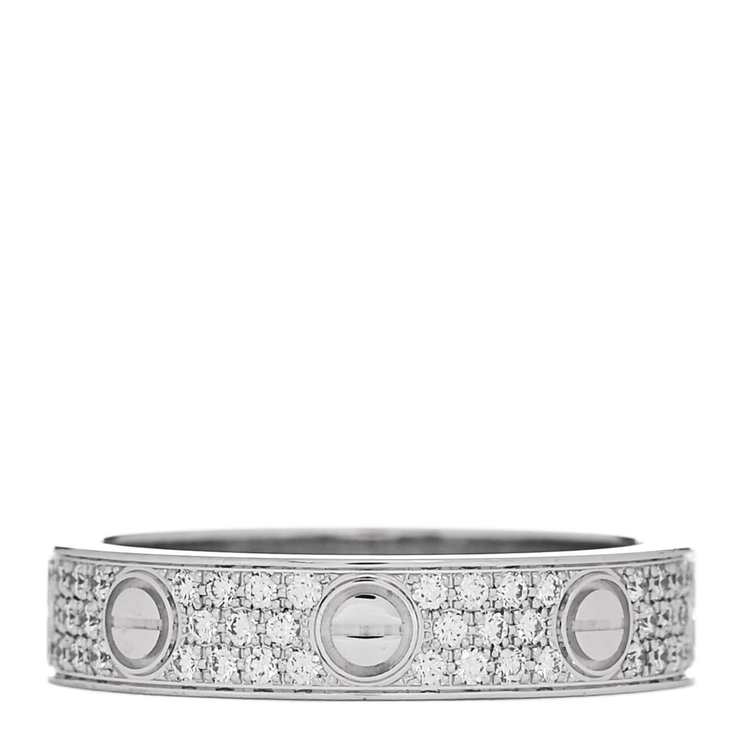 18K White Gold Diamond 4mm LOVE Wedding Paved Band Ring 49 5