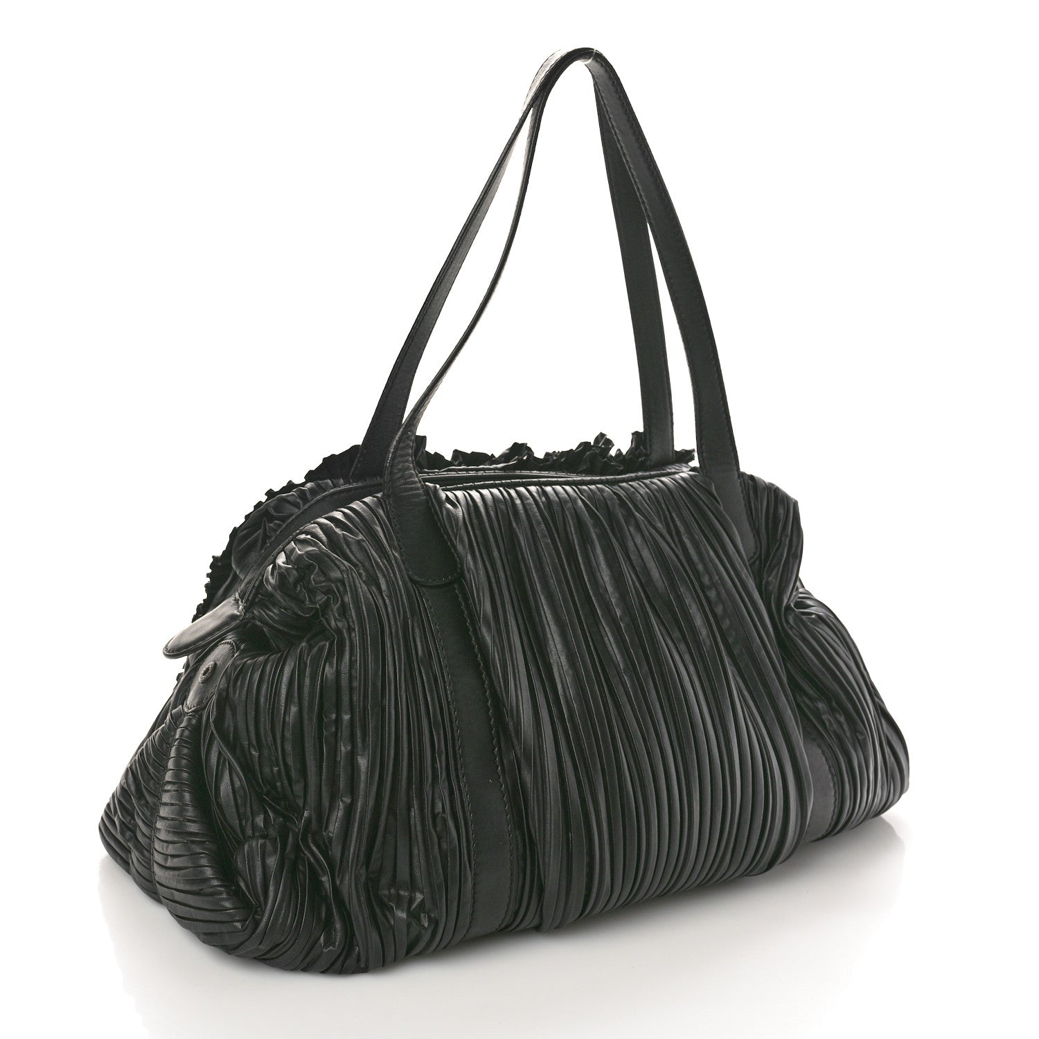 Valentino Garavani Nappa Pleated Petale Tote Black 3 of 12