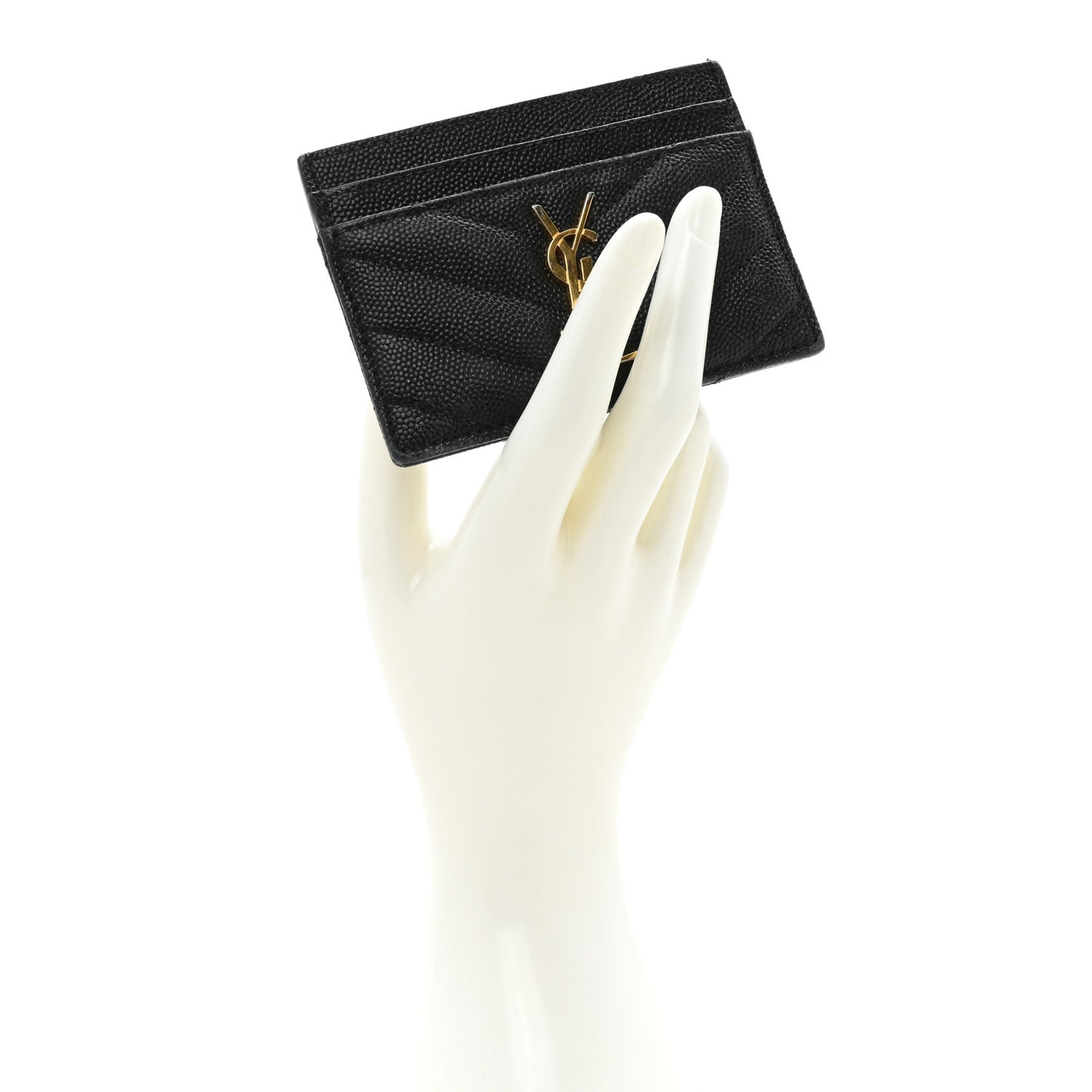Grain De Poudre Matelasse Chevron Monogram Credit Card Case Black