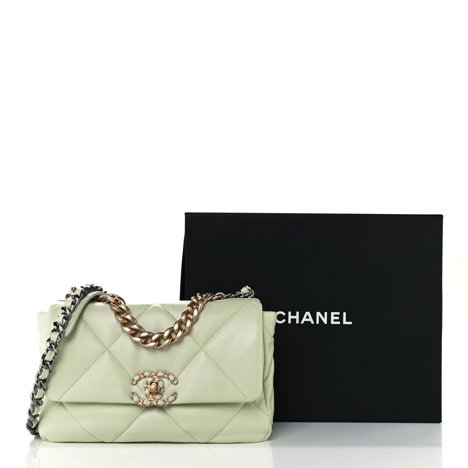 Chanel Lambskin Quilted Medium Chanel 19 Flap Light Green 11 of 11