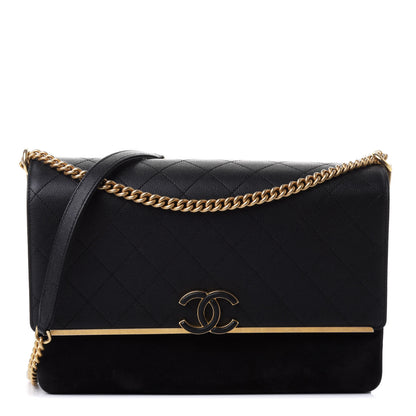 Chanel Grained Calfskin Enamel CC Flap Bag Black 1 of 4