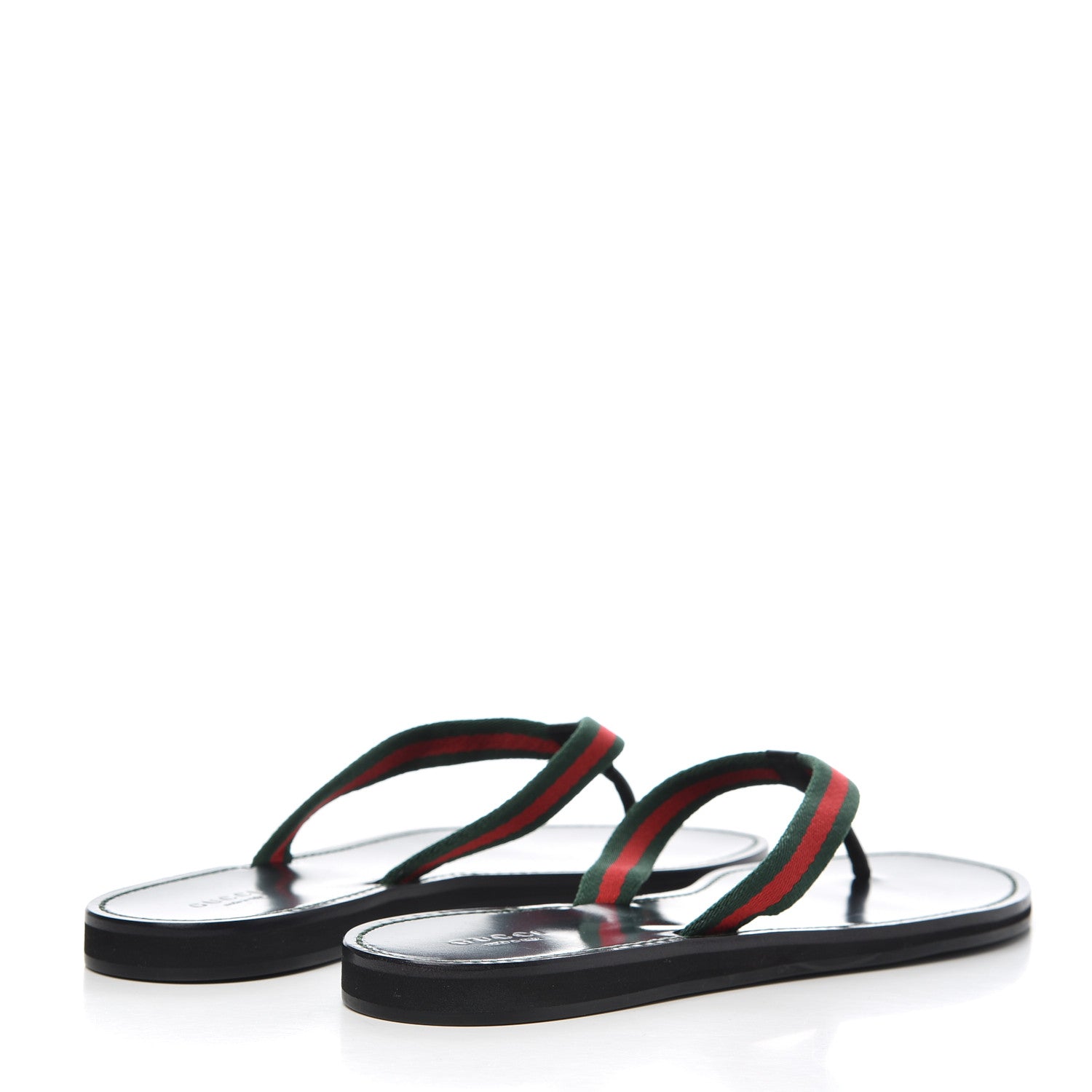 Gucci Nylon Calfskin Web Womens Thong Sandals 39.5 Green Red Black 4 of 12