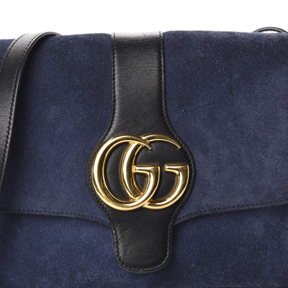 Gucci Suede Medium Arli Flap Shoulder Bag Blue Ink Black 11 of 11