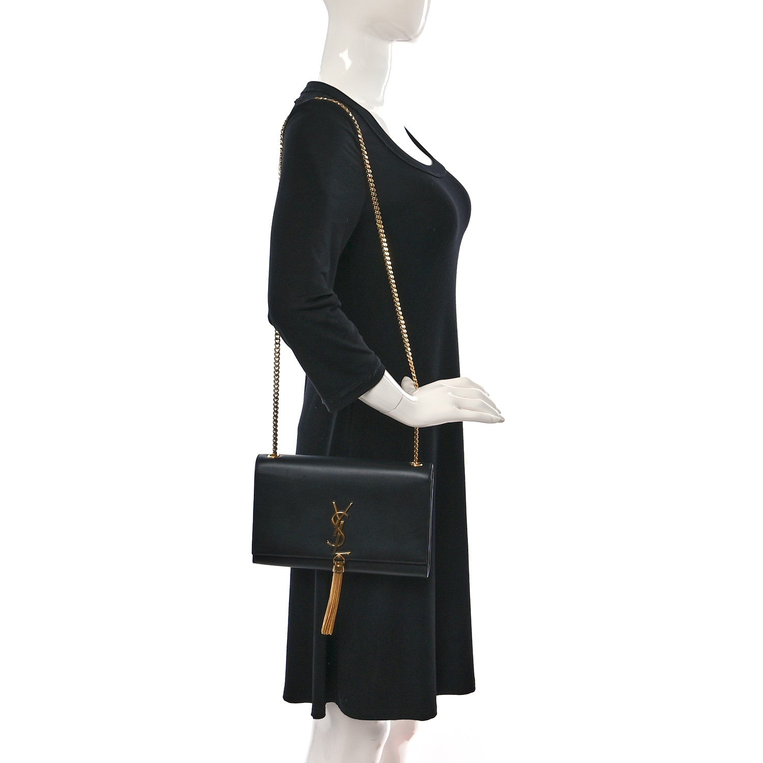 Saint Laurent Smooth Calfskin Medium Classic Monogram Kate Tassel Satchel Black 2 of 9