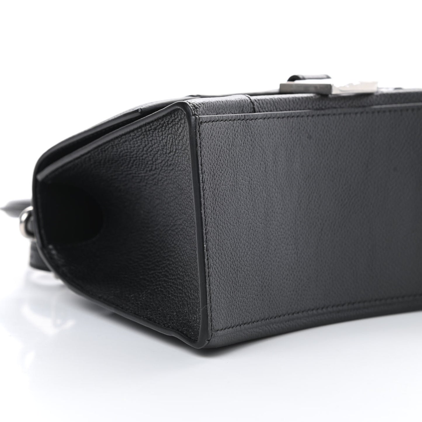 Grained Calfskin Small Hourglass Top Handle Bag Black