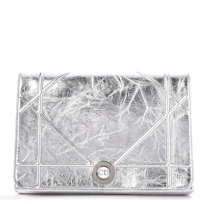 Christian Dior Metallic Calfskin Diorama Clutch Silver 1 of 9