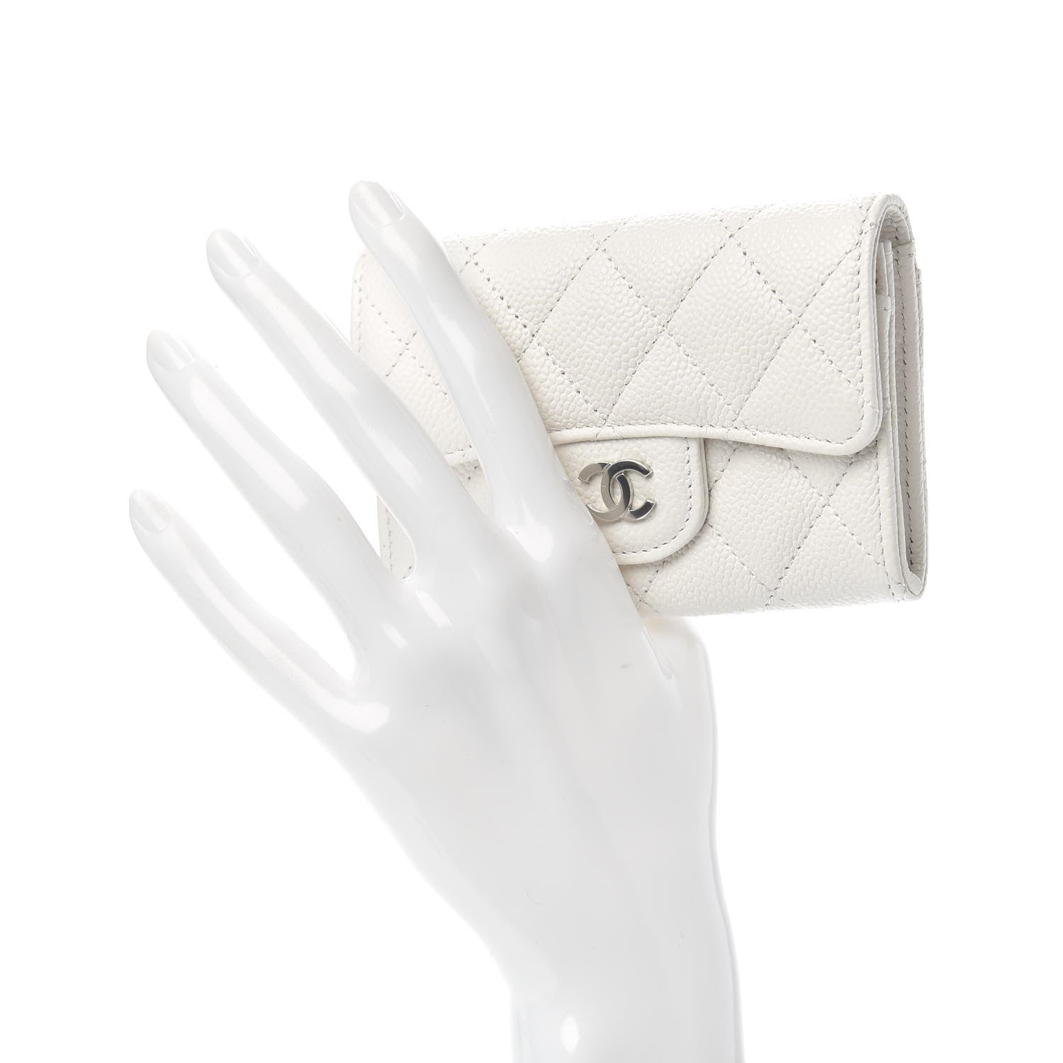 Chanel Caviar Quilted Flap Card Holder Wallet White 2 of 9