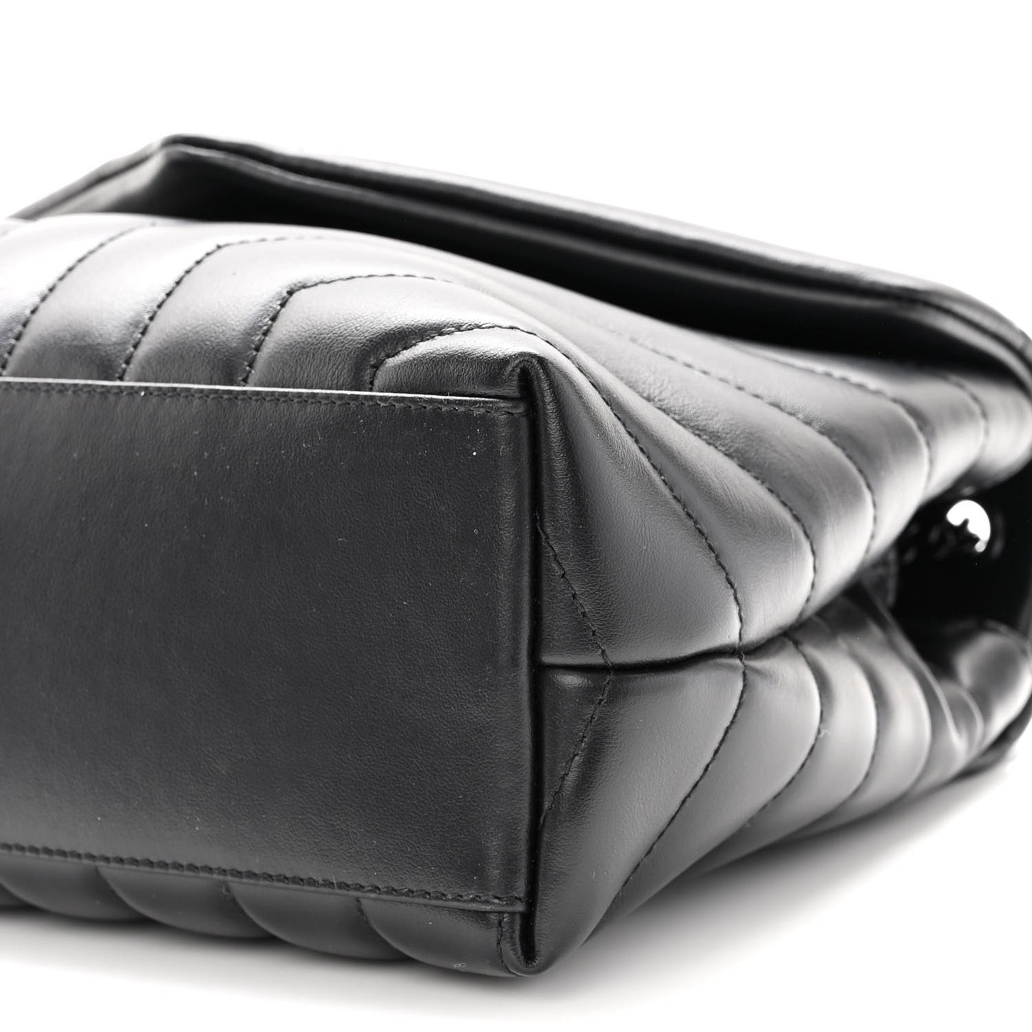 Calfskin Y Quilted Monogram Monochrome Small Loulou Chain Satchel Black