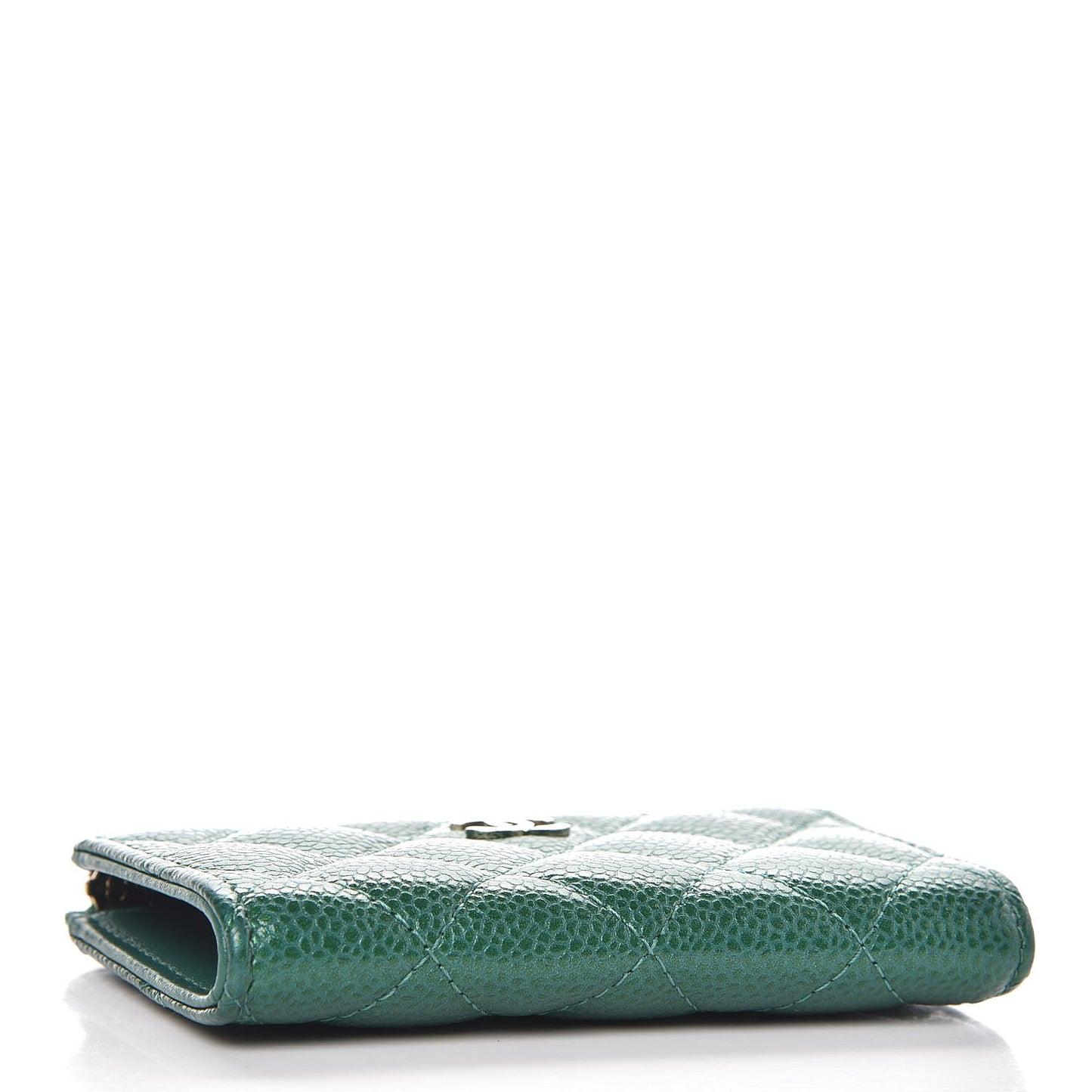 Metallic Caviar Quilted Key Holder Case Green