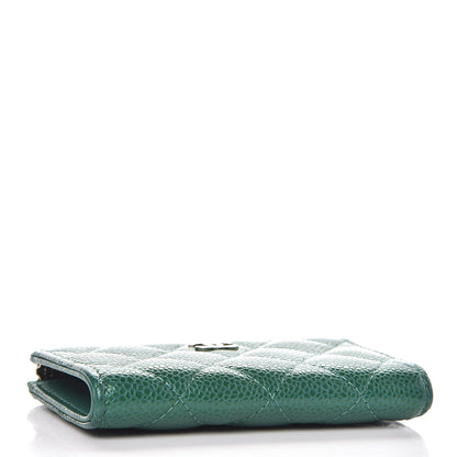 Chanel Metallic Caviar Quilted Key Holder Case Green 4 of 8