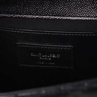 Saint Laurent Grain De Poudre Textured Mixed Matelasse Triquilt Medium Monogram Satchel Black 6 of 8