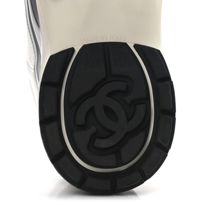 Chanel Fabric Laminated Calfskin Stretch CC Sneakers 39 White Silver 7 of 9