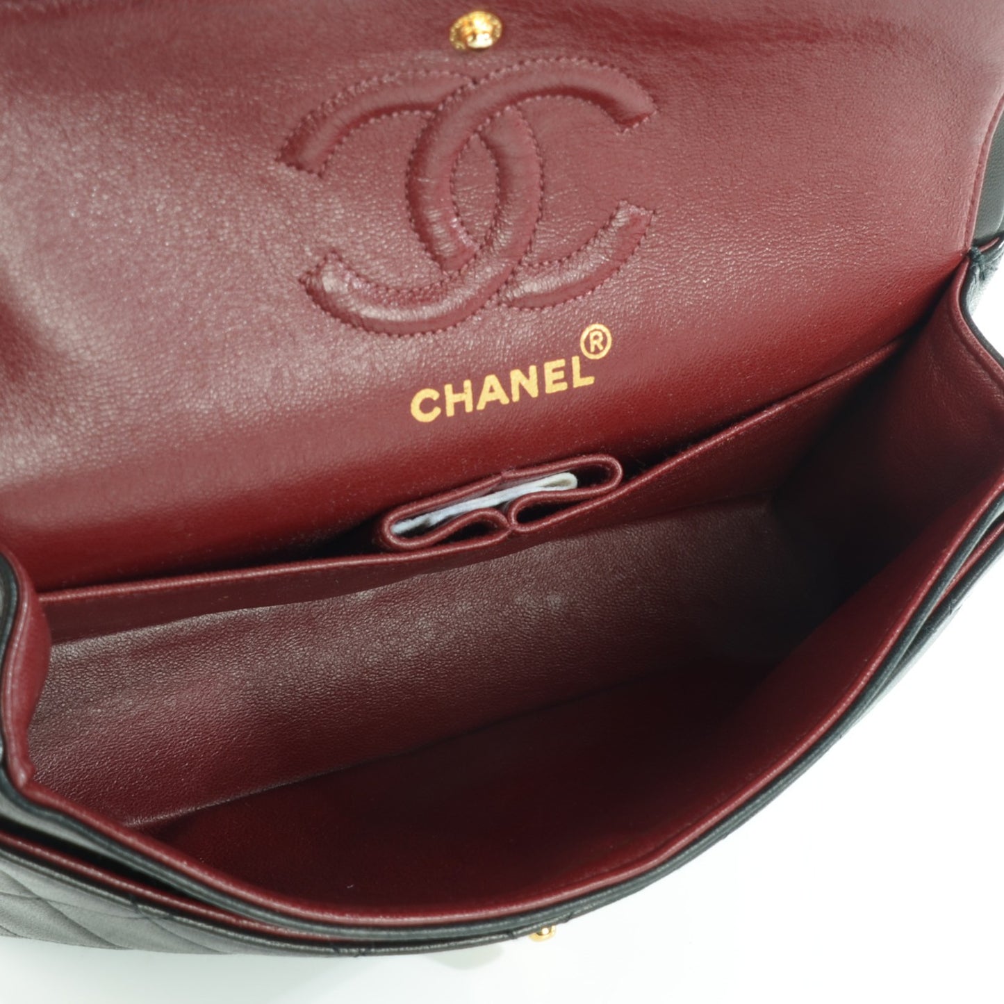 Lambskin Quilted Small Double Flap Black