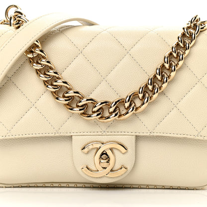 Chanel Caviar Quilted Small Studded Flap Off White 8 of 14