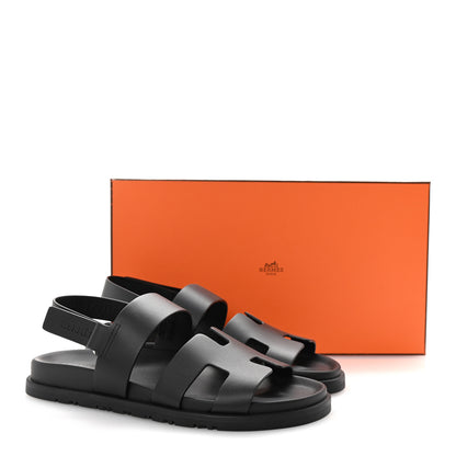 Hermes Calfskin Womens Genius Sandals 38.5 Black 10 of 10