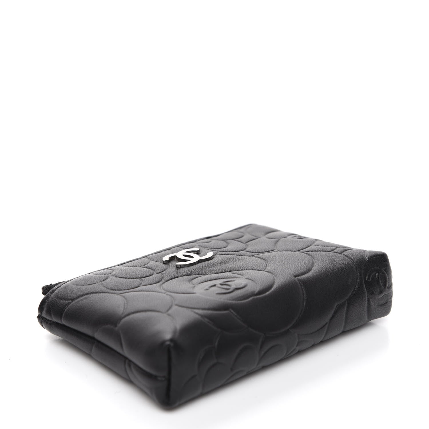 Chanel Lambskin Camellia Embossed Key Holder Case Black 4 of 8