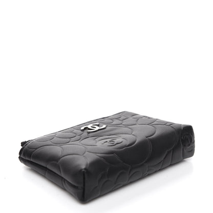 Chanel Lambskin Camellia Embossed Key Holder Case Black 4 of 8