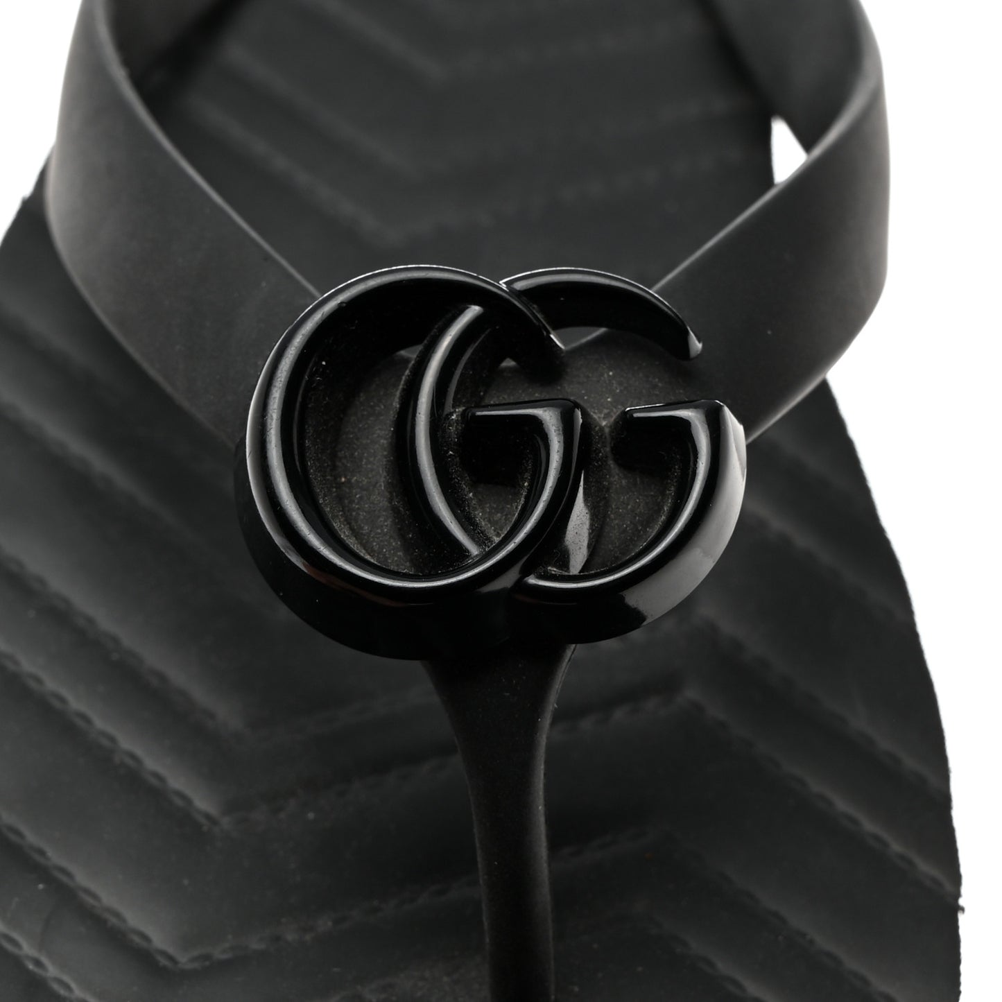 Rubber Chevron Womens GG Thong Sandals 40 Black