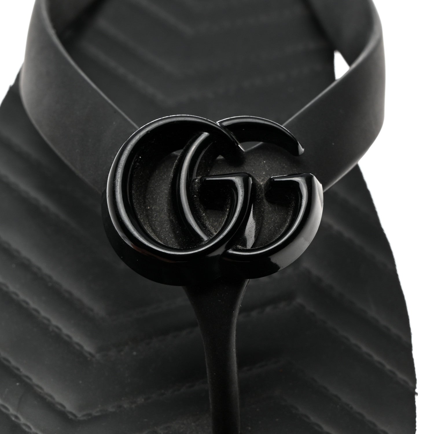 Gucci Rubber Chevron Womens GG Thong Sandals 40 Black 6 of 9
