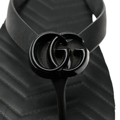 Gucci Rubber Chevron Womens GG Thong Sandals 40 Black 6 of 9