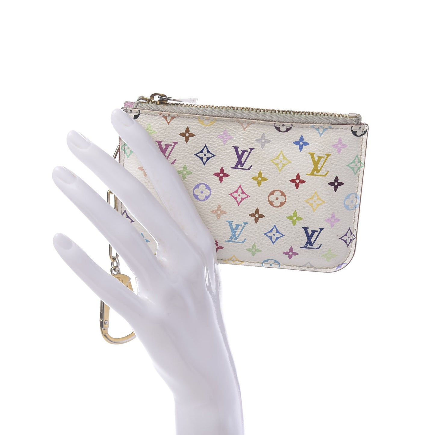 Monogram Multicolor Key Pouch White Litchi