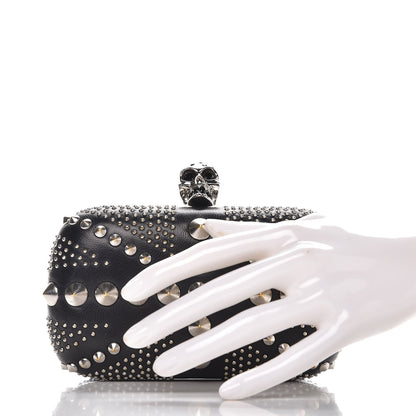 Alexander McQueen Nappa Studded Britannia Skull Box Clutch Black 2 of 9