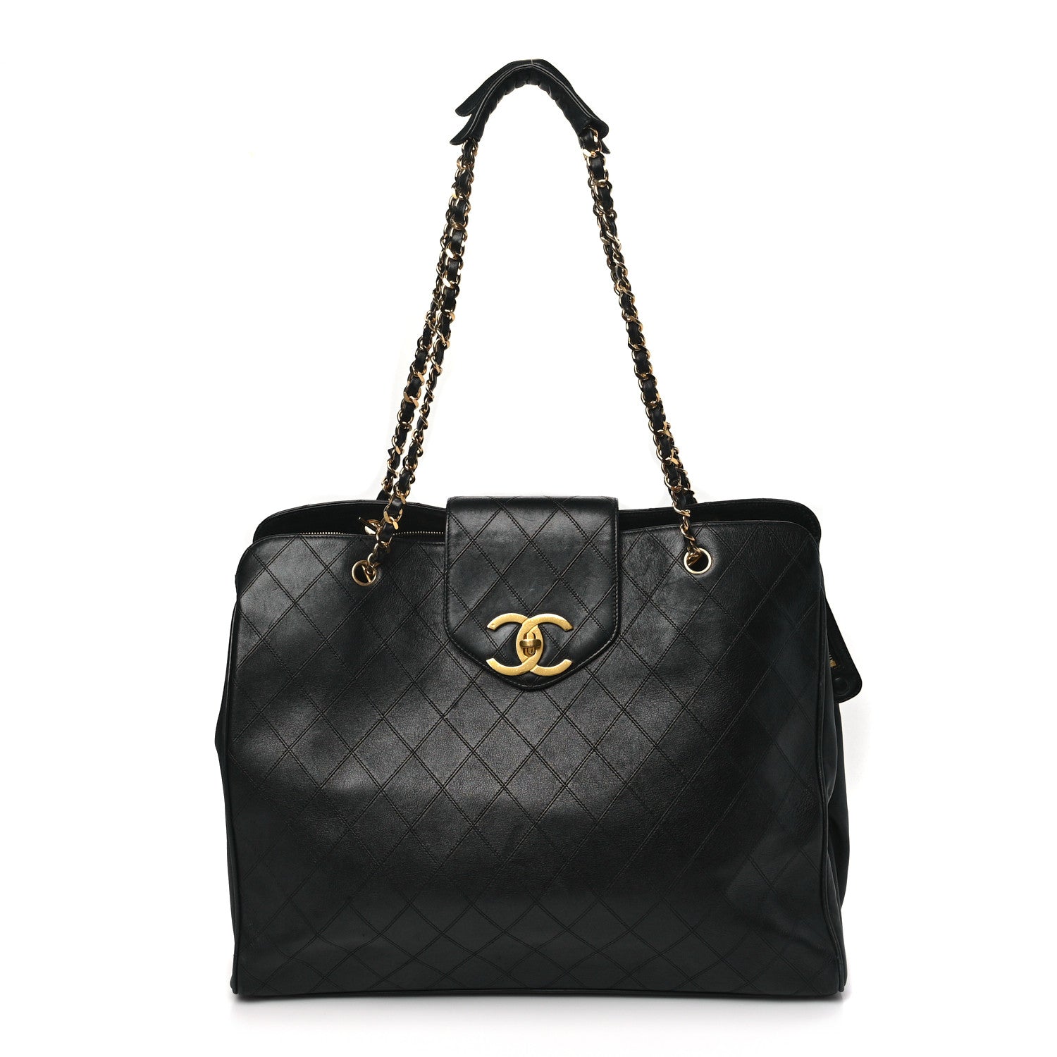 Chanel Calfskin Stitched XL Weekender Black 1 of 11