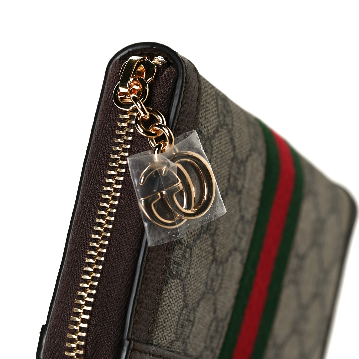 Gucci GG Supreme Monogram Web Ophidia Zip Around Wallet Brown 6 of 7
