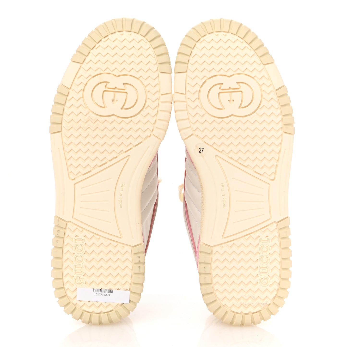 Calfskin Womens Re-Web Sneakers 37 White Pink
