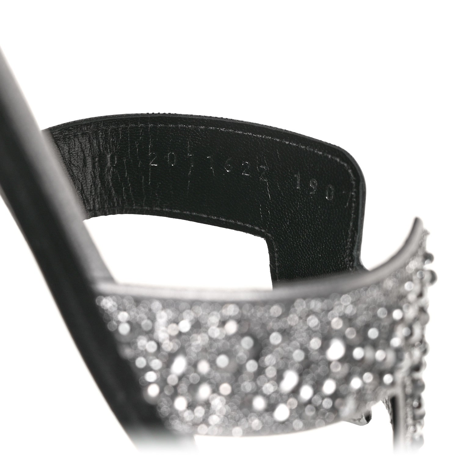Hermes Velvet Goatskin Crystal Beads Oran Sandals 37.5 Gris Argente 8 of 8