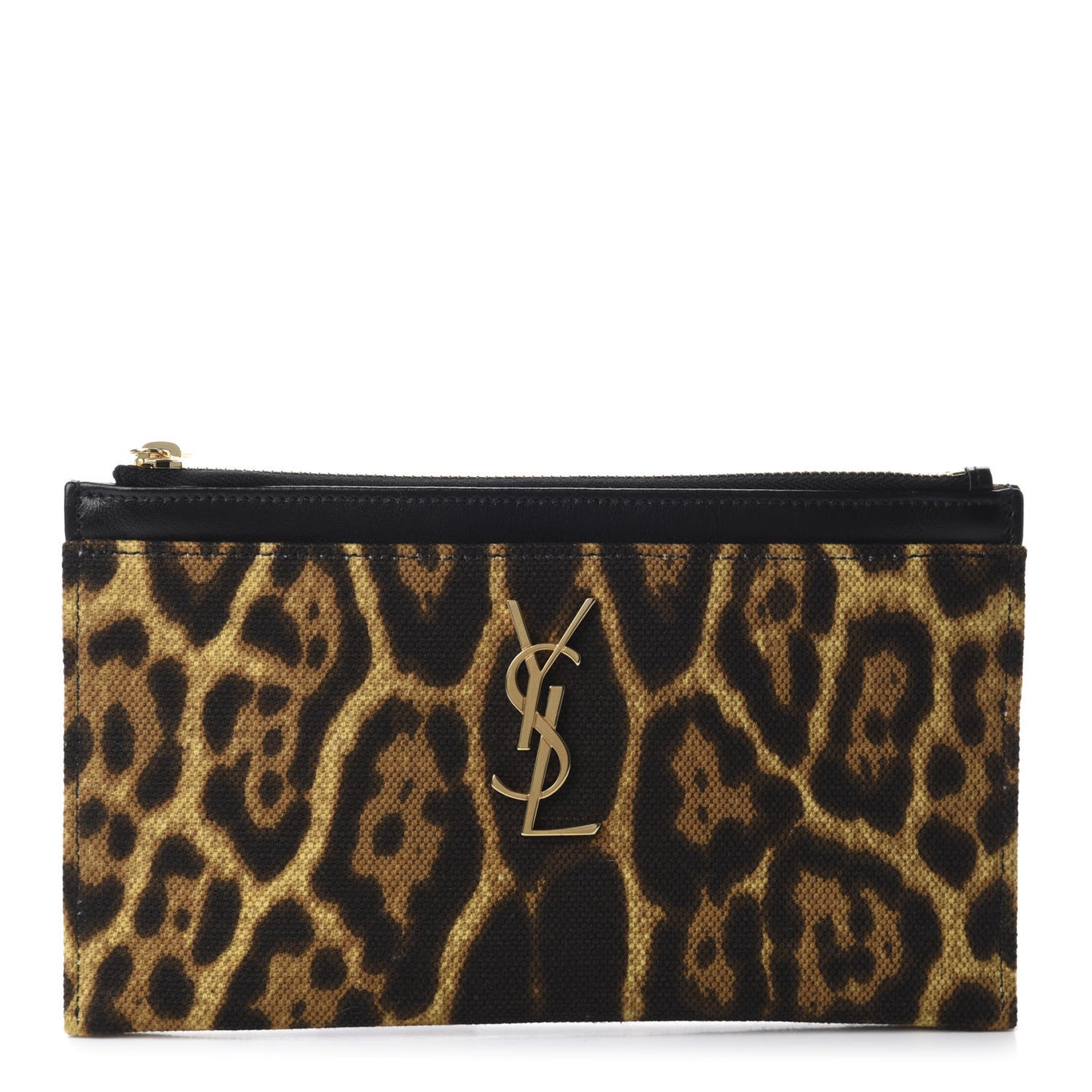 Canvas Calfskin Leopard Monogram Bill Pouch Natural