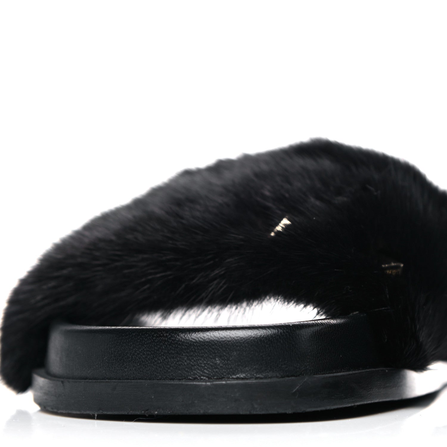 Valentino Garavani Mink Fur Rockstud Slide Sandals 36 Black 9 of 13