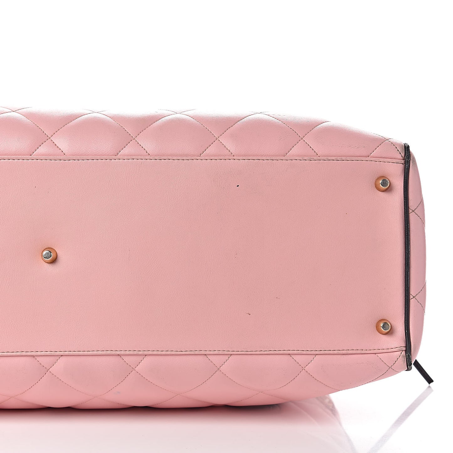 Calfskin Quilted Large Bowler Pink
