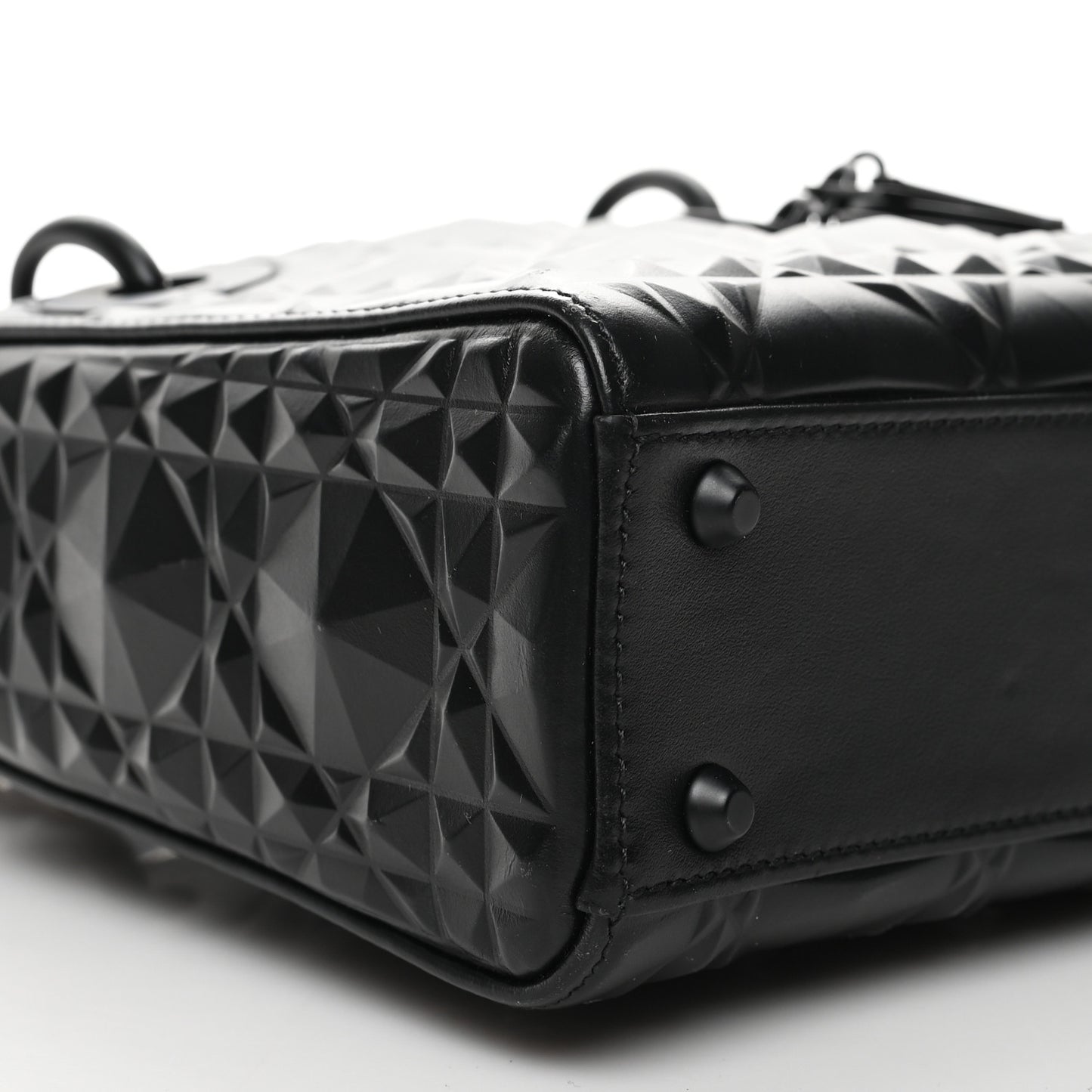 Calfskin Diamond Cannage Mini Lady Dior Black