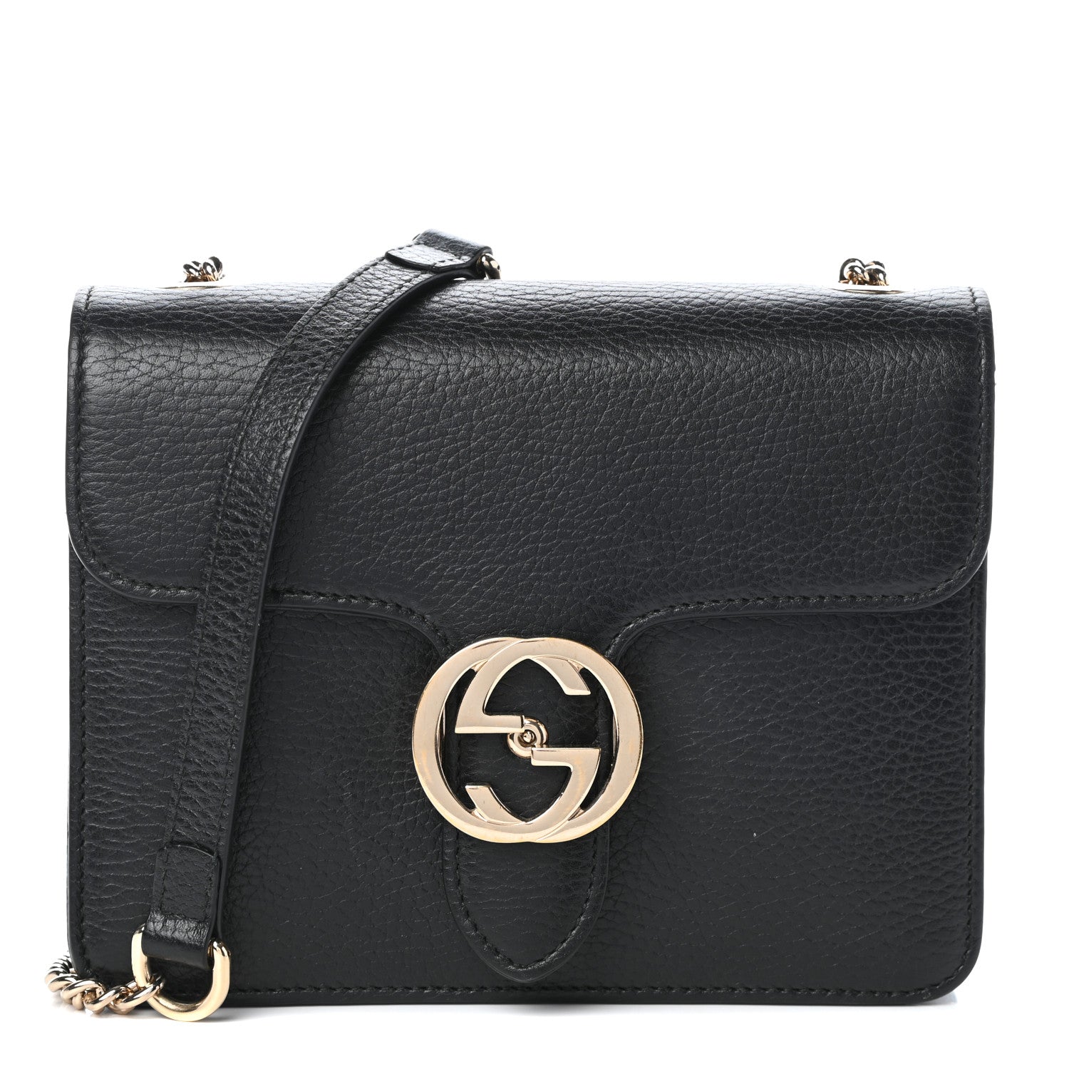 Gucci Dollar Calfskin Small Interlocking G Shoulder Bag Black 1 of 9