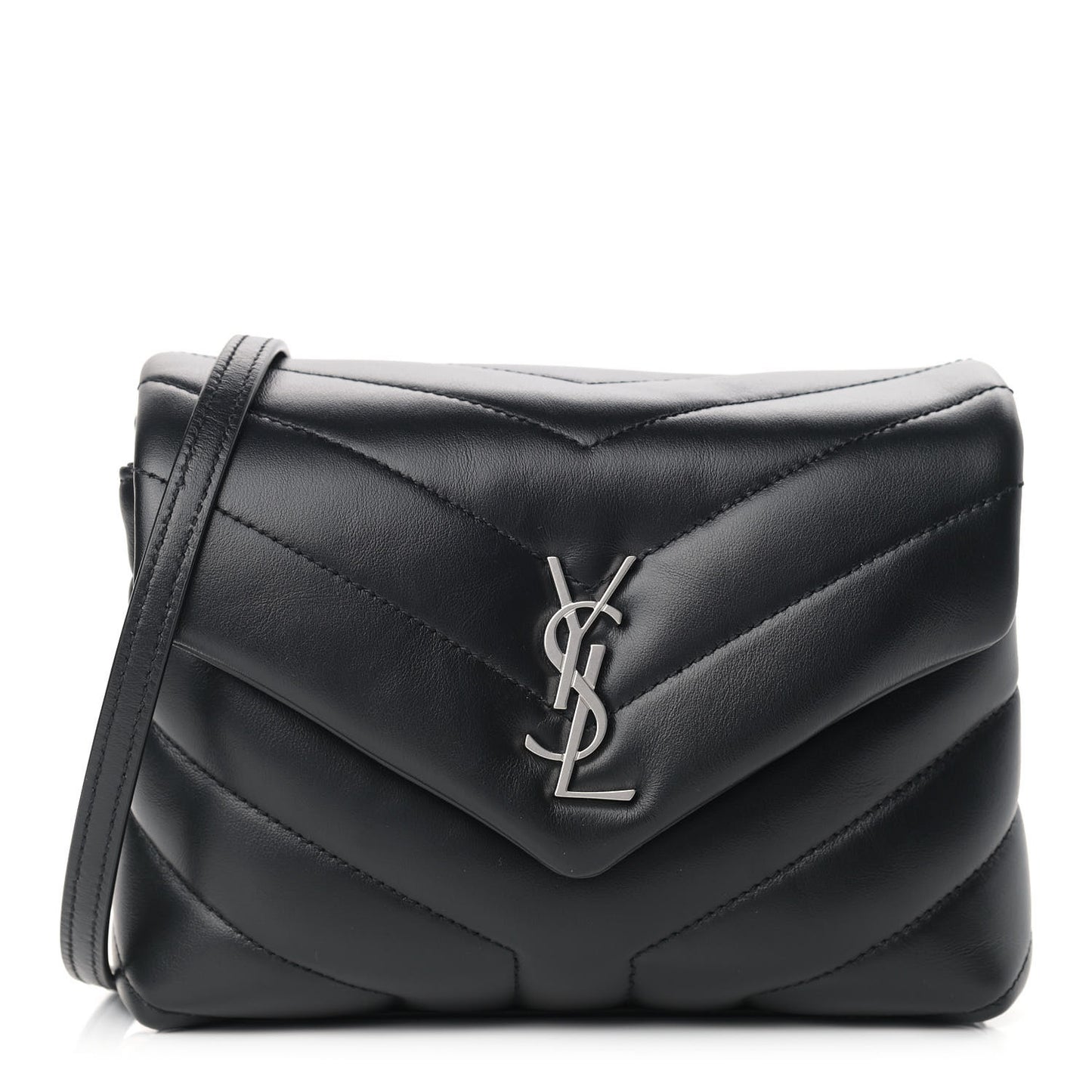 Calfskin Y Quilted Monogram Toy Loulou Crossbody Bag Black