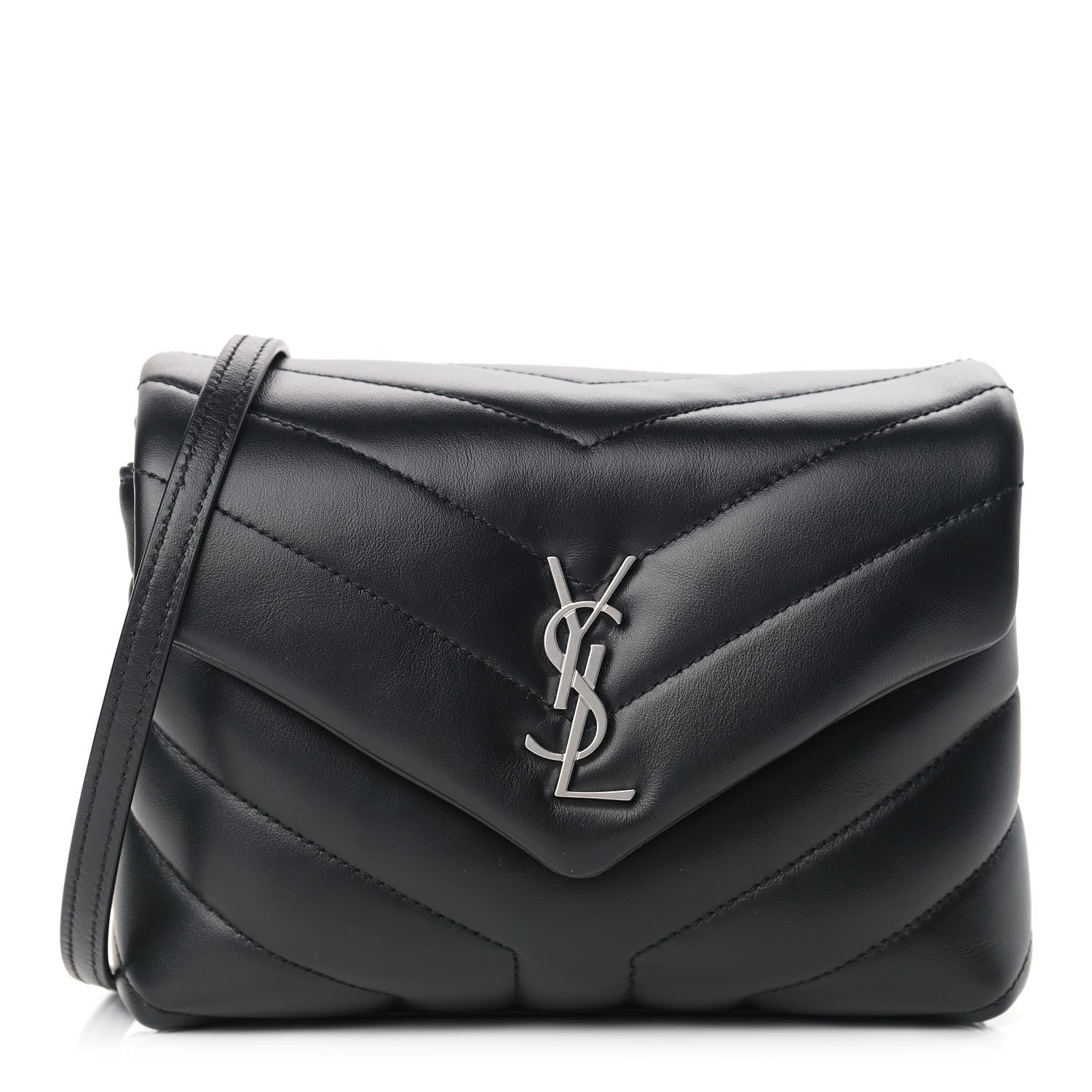 Saint Laurent Calfskin Y Quilted Monogram Toy Loulou Crossbody Bag Black 1 of 11