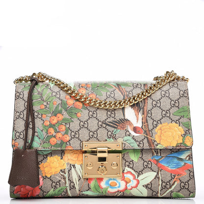 Gucci GG Supreme Monogram Tian Medium Padlock Shoulder Bag Beige Multicolor New Acero 1 of 9