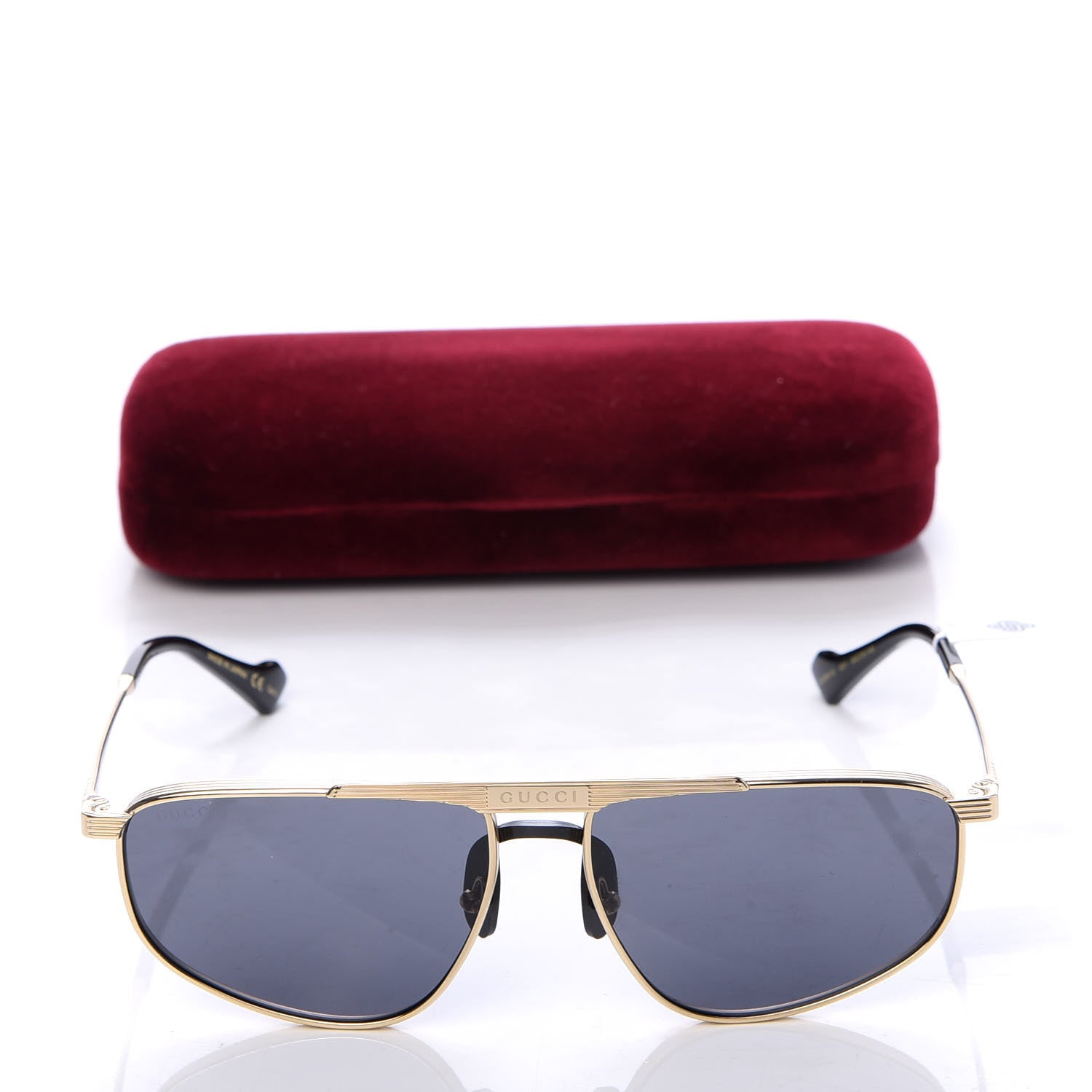 Gucci Metal Mens Squared Aviator Sunglasses GG0841S Gold 7 of 7