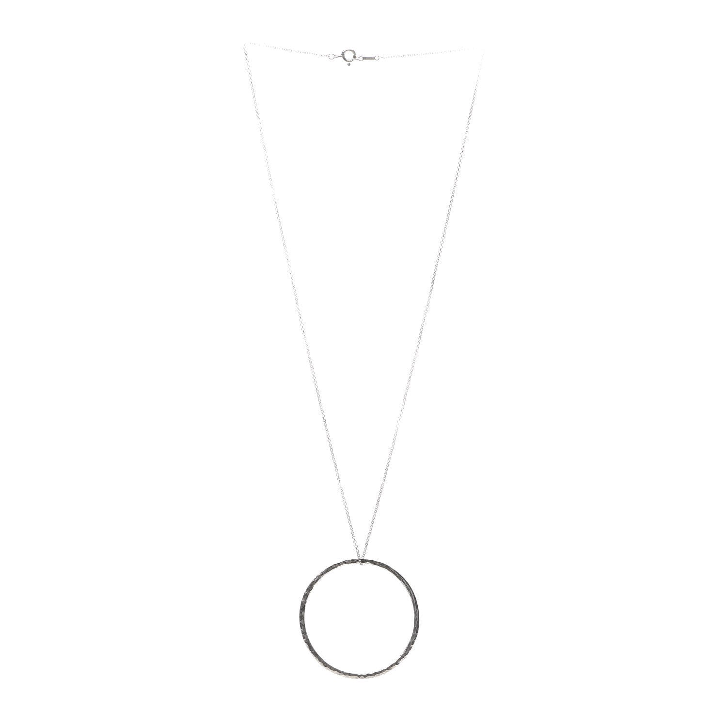 Tiffany Sterling Silver Paloma Picasso Hammered Circle Necklace 3 of 5