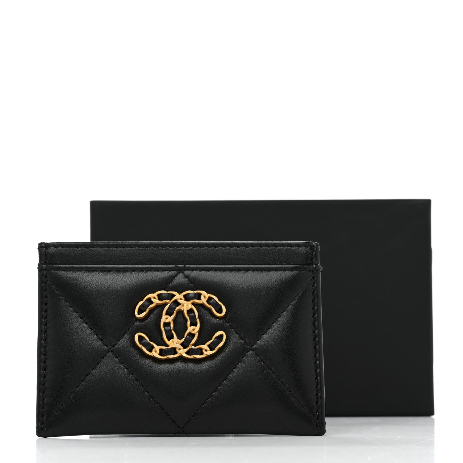 Chanel Lambskin Quilted Chanel 19 Card Holder Black 9 of 9