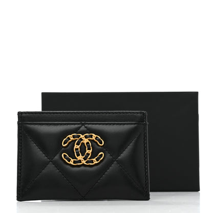 Chanel Lambskin Quilted Chanel 19 Card Holder Black 9 of 9