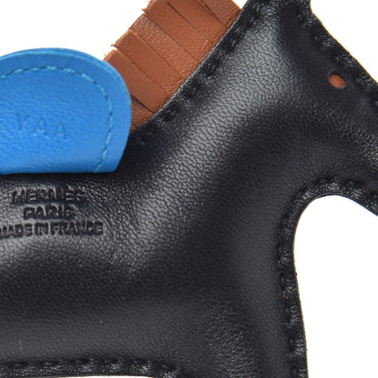 Hermes Milo Lambskin Grigri Rodeo Horse Bag Charm PM Black Gold Bleu Zanzibar 3 of 4