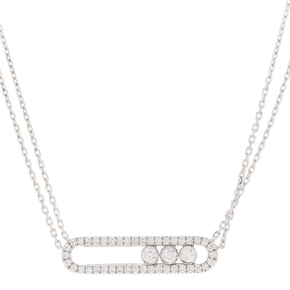 Messika 18K White Gold Diamond Move Double Chain Pave Necklace 4 of 7